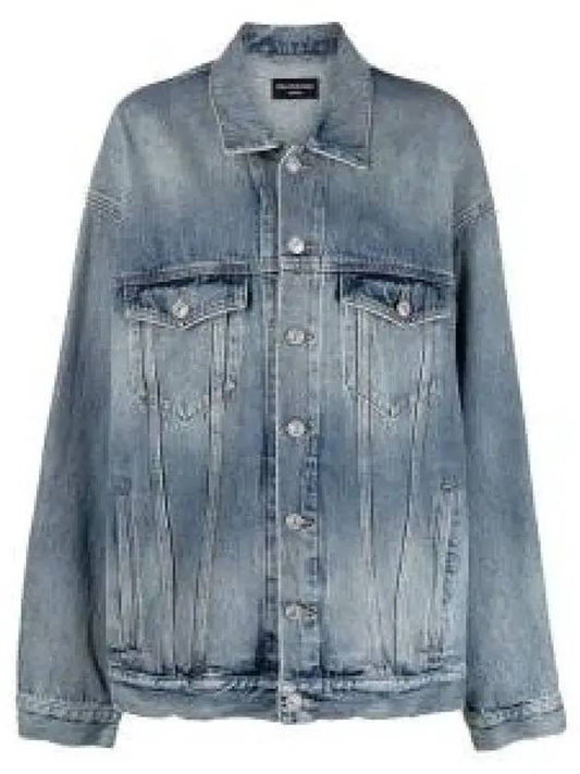 Back Logo Print Oversized Denim Jacket Blue - BALENCIAGA - BALAAN 2