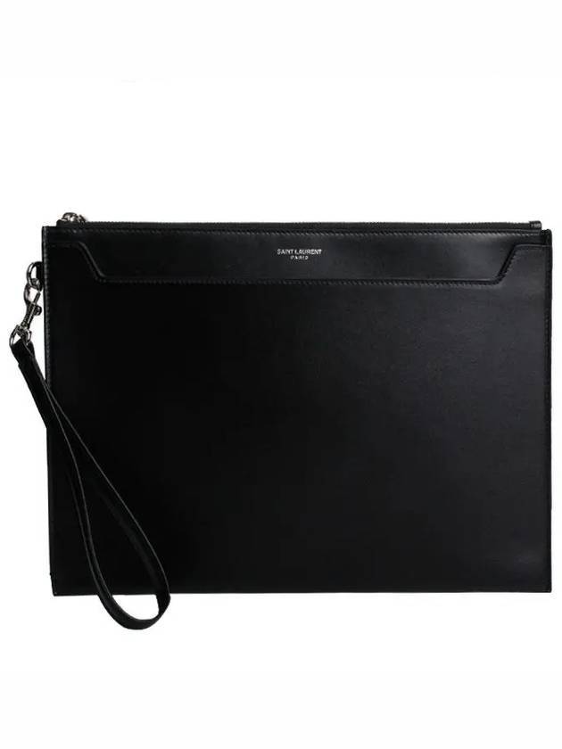 Classic Strap Tablet Clutch Bag Black - SAINT LAURENT - BALAAN 1