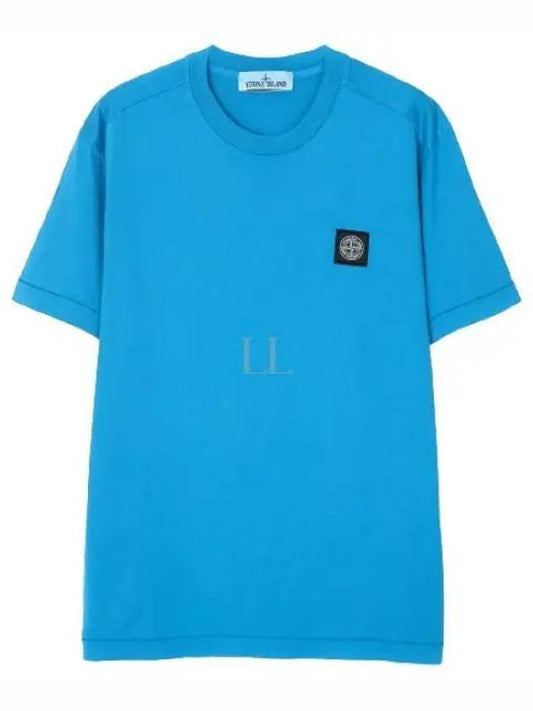 Cotton Jersey Slim Fit Short Sleeve T Shirt Blue - STONE ISLAND - BALAAN 2