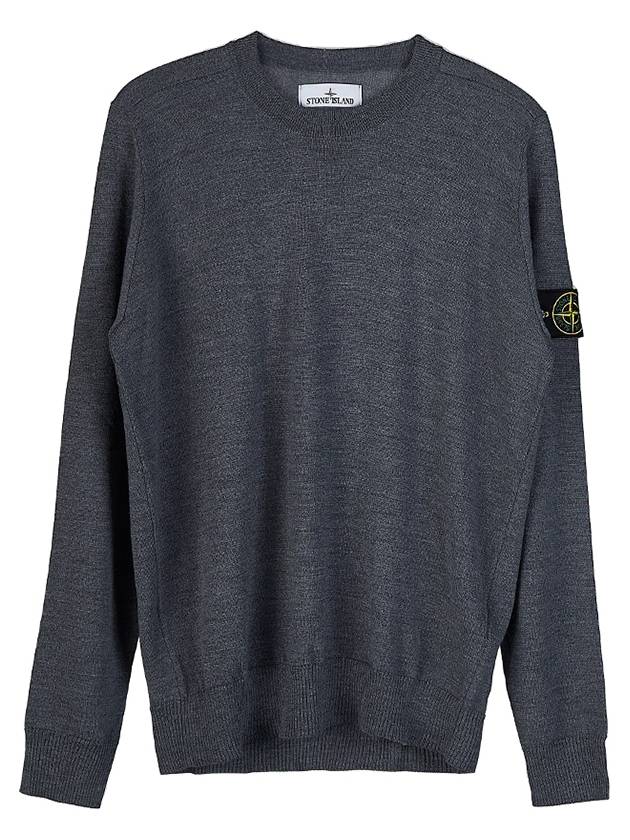 Logo Patch Round Neck Knit Top Grey - STONE ISLAND - BALAAN 11