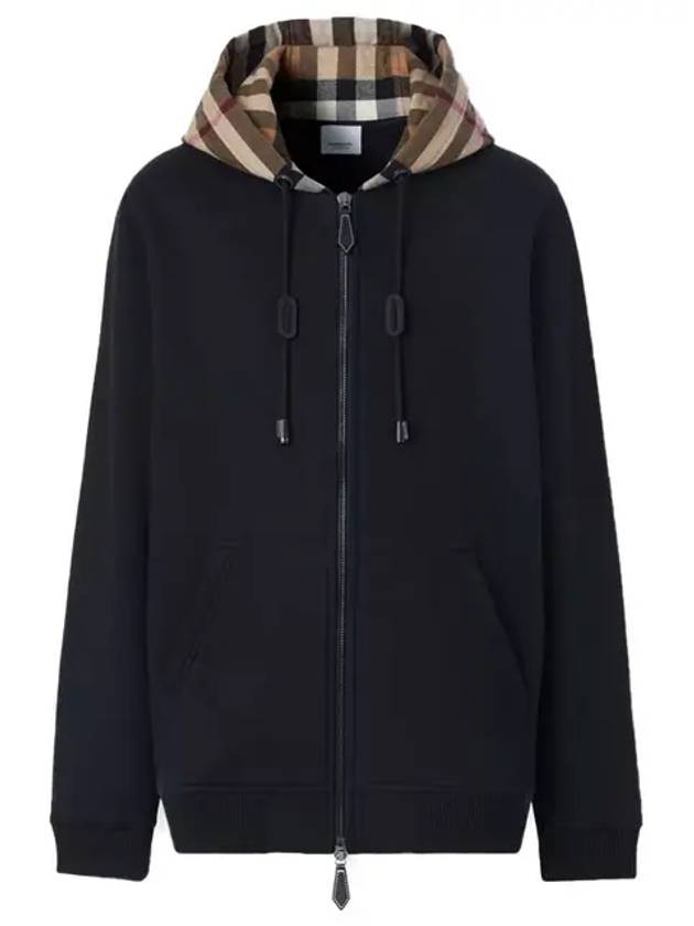 Check Hood Cotton Zip Up Hoodie Black Archive Beige - BURBERRY - BALAAN 2