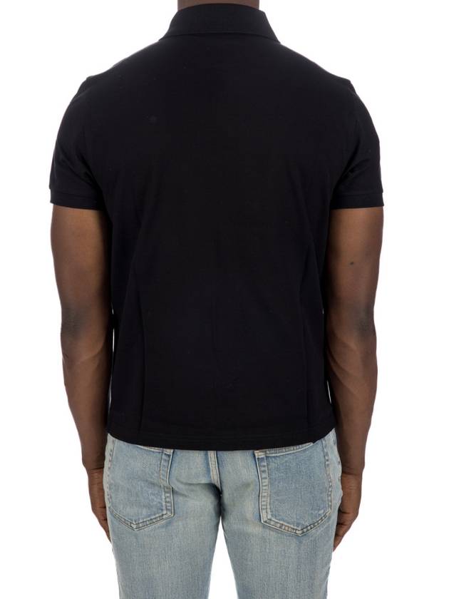 Men's Monogram Cotton Short Sleeve Polo Shirt Black - SAINT LAURENT - BALAAN 5