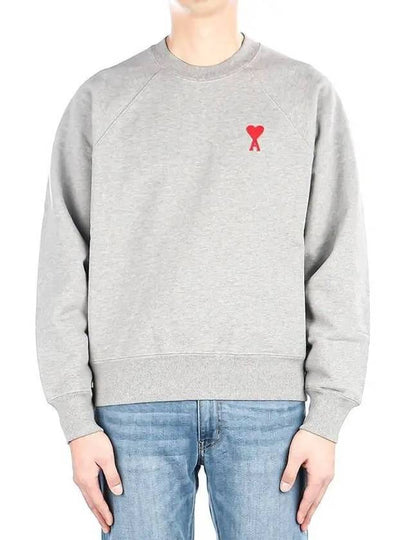 Cotton Heart Logo Sweatshirt Grey - AMI - BALAAN 2