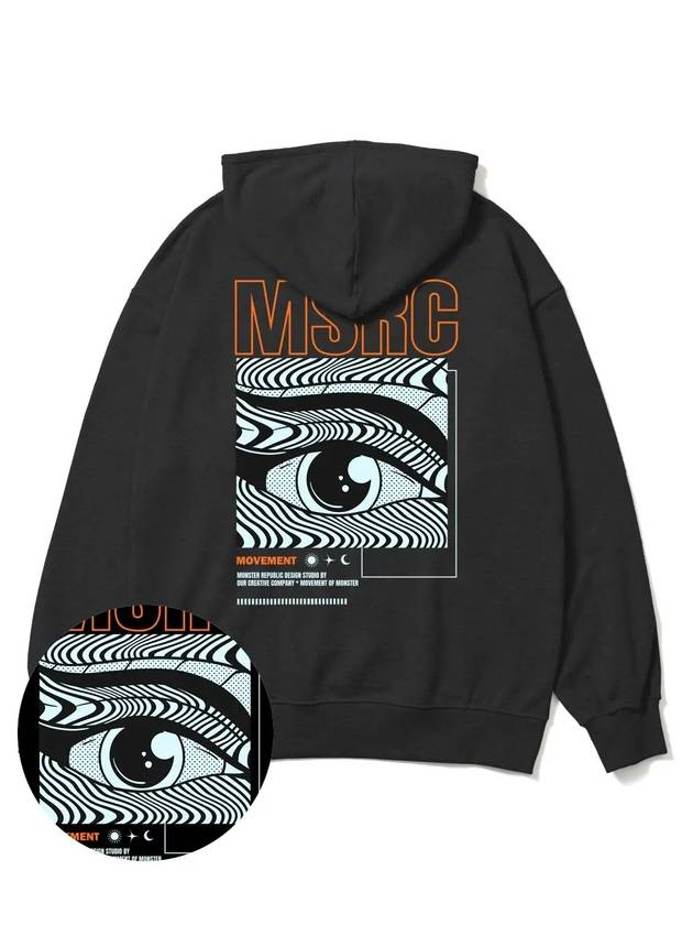 Of the Eye Vivid Orange Overfit Hoodie Black - MONSTER REPUBLIC - BALAAN 3