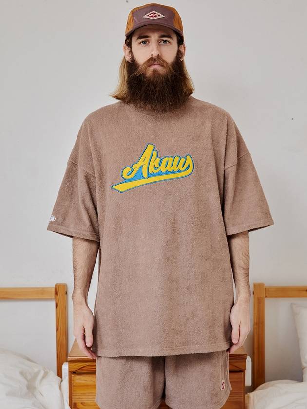 Terry Towel Oversized Fit Short Sleeve T-Shirt Brown - AKAW - BALAAN 2