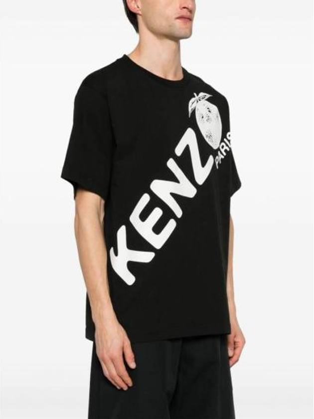 Logo Print Cotton Short Sleeve T-Shirt Black - KENZO - BALAAN 5