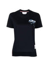 Rose Cotton Short Sleeve T-Shirt Navy - THOM BROWNE - BALAAN 2