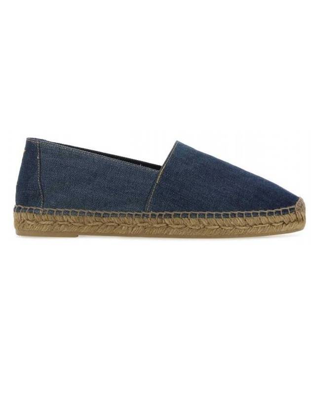 Denim Embroidered Espadrilles Navy - SAINT LAURENT - BALAAN 1