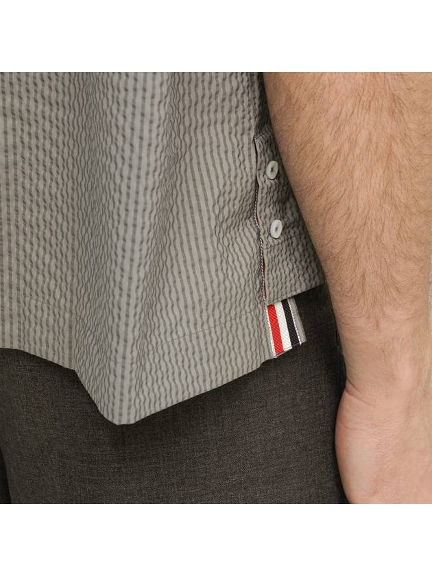 Striped Short Sleeve Shirt Grey - THOM BROWNE - BALAAN 6