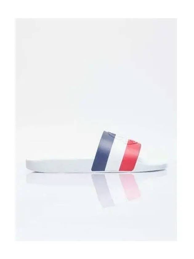 Basil Logo Emboss Striped Slippers White - MONCLER - BALAAN 2