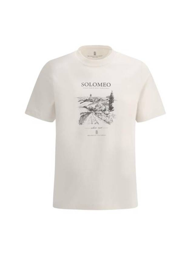 Solomeo Print Short Sleeve T-Shirt White - BRUNELLO CUCINELLI - BALAAN 3