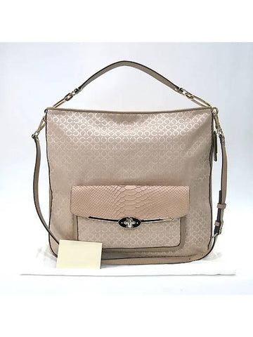 27906 Ivory color fabric python detail shoulder bag - COACH - BALAAN 1