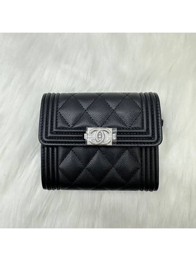 Women s Wallet Boy Leather Logo Half Black LUX2402171 - CHANEL - BALAAN 1