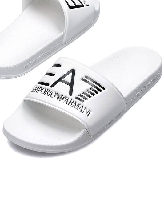 EA7 Embossed Logo Flat Slippers White - EMPORIO ARMANI - BALAAN 2