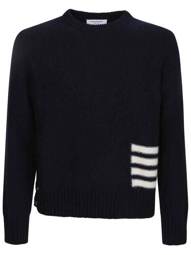 Donegal 4-Bar Striped Crew Neck Wool Knit Top Navy - THOM BROWNE - BALAAN 2