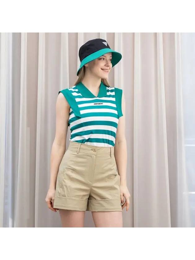 Golf Tennis Striped V-Neck T-Shirt Green - AVAVE - BALAAN 1