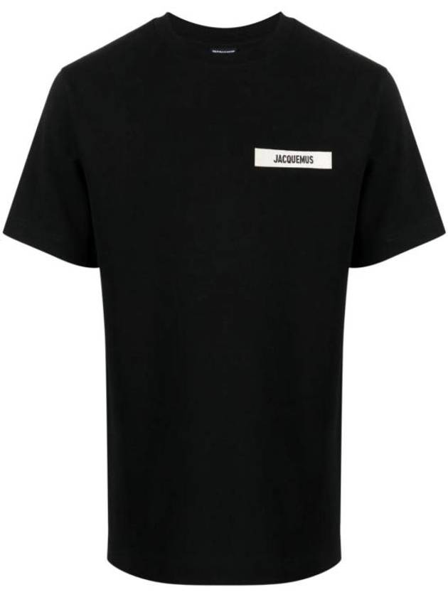 Le Gros Grain Logo Short Sleeve T-Shirt Black - JACQUEMUS - BALAAN 4