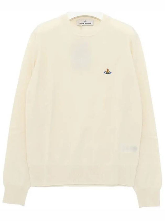 Logo Crew Neck Wool Knit Top Beige - VIVIENNE WESTWOOD - BALAAN.