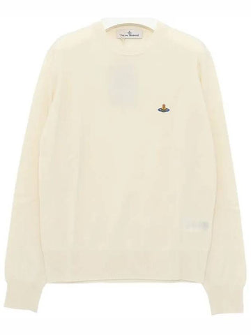 Logo Crew Neck Wool Knit Top Beige - VIVIENNE WESTWOOD - BALAAN 1