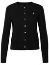 Women's Embroidered Logo Round Neck Cardigan Black - POLO RALPH LAUREN - BALAAN 2