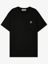 Slimfit Cotton Jersey Short Sleeve T-shirt Black - STONE ISLAND - BALAAN 3