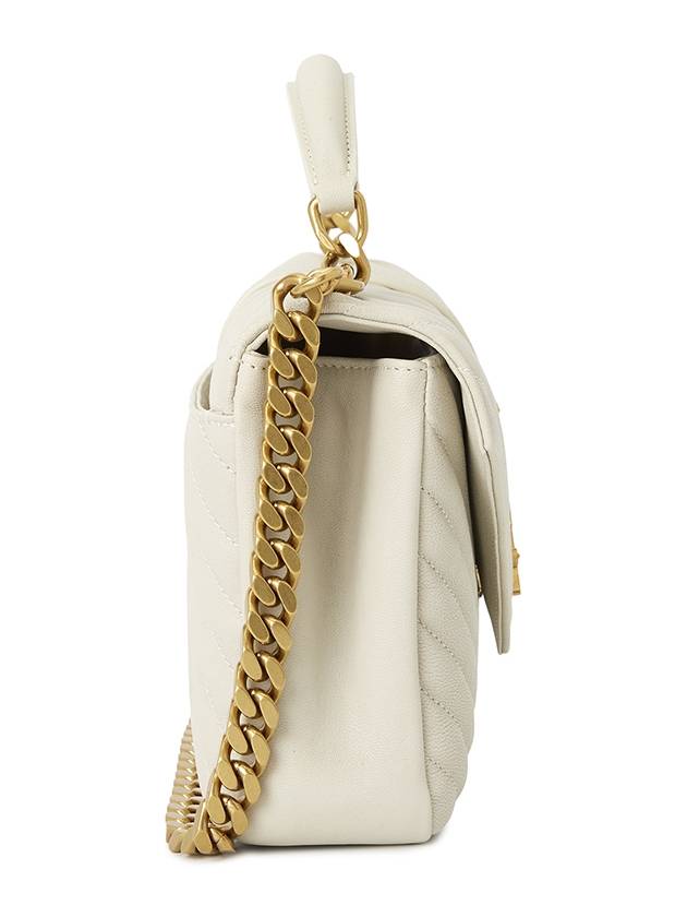 College Medium in Quilted Leather Shoulder Bag Blanc Vintage - SAINT LAURENT - BALAAN 3