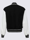 Logo Leather Wool Bomber Jacket Black - GIVENCHY - BALAAN 3