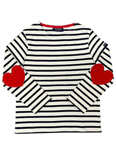 Kids VAUJANY Heart Patch Long Sleeve T shirt 9174 ECRU MARINE - SAINT JAMES - BALAAN 1