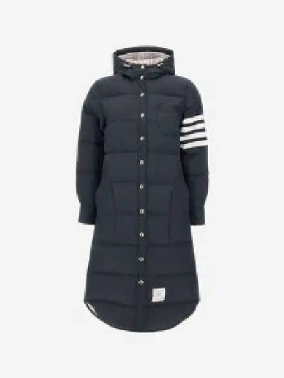 Downfilled Ripstop Classic 4 Striped Hoodie Down Long Padding Navy - THOM BROWNE - BALAAN 2