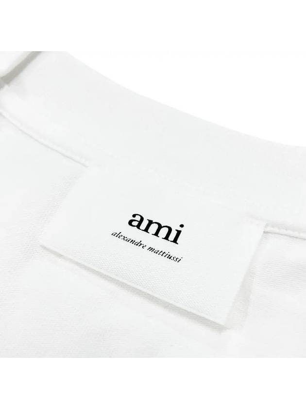 Small Heart Logo Boxy Fit Short Sleeve T-Shirt White - AMI - BALAAN 4