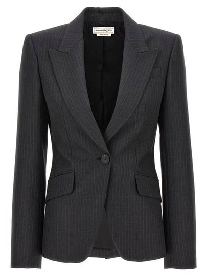 Striped Blazer Jacket Dark Grey - ALEXANDER MCQUEEN - BALAAN 2