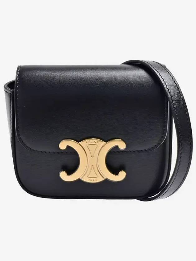 Triomphe Small Shiny Calfskin Cross Bag Black - CELINE - BALAAN 4