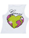 Graphic Rib Heart Tank Cotton Sleeveless White - GANNI - BALAAN 5