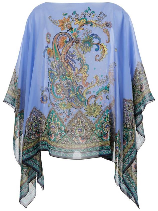 Blue Cape With All-Over Paisley Print In Silk Woman - ETRO - BALAAN 1