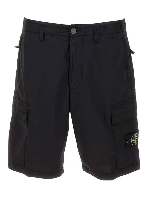 Men's Logo Patch Cargo Shorts Black - STONE ISLAND - BALAAN 3