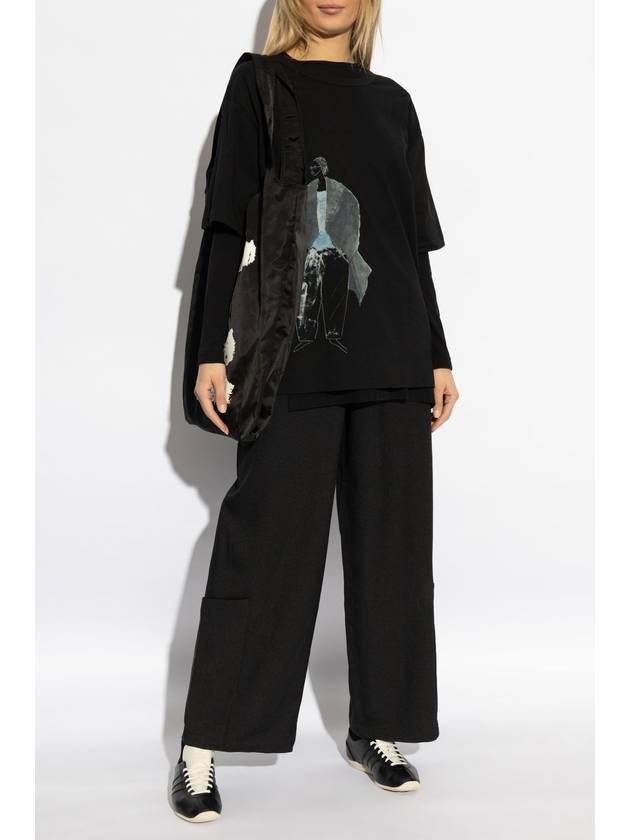 Yohji Yamamoto T-shirt With Print, Women's, Black - YOHJI YAMAMOTO - BALAAN 2