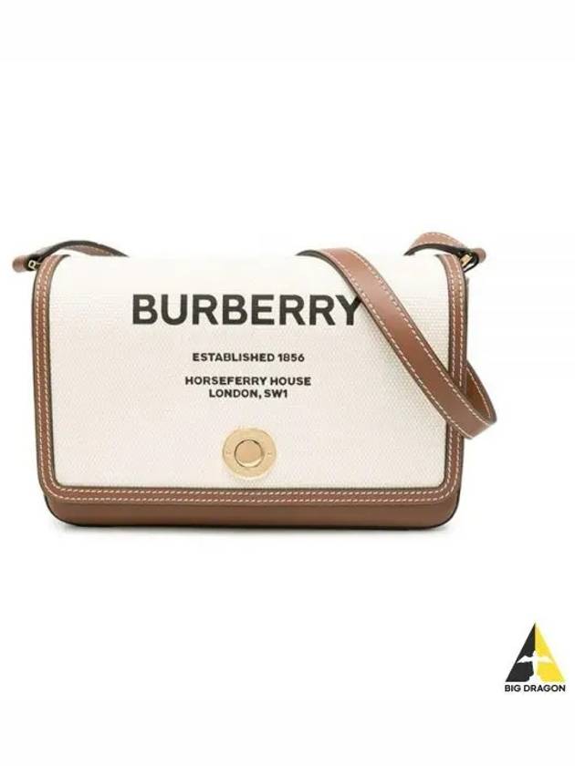 Buberry Mini Horseferry Print Canvas Leather Note Crossbody Bag Natural Tan - BURBERRY - BALAAN 2