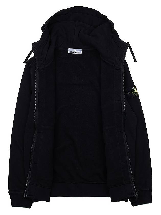 Brushed Cotton Fleece Garment Dyed Hooded Zip Up Black - STONE ISLAND - BALAAN 10