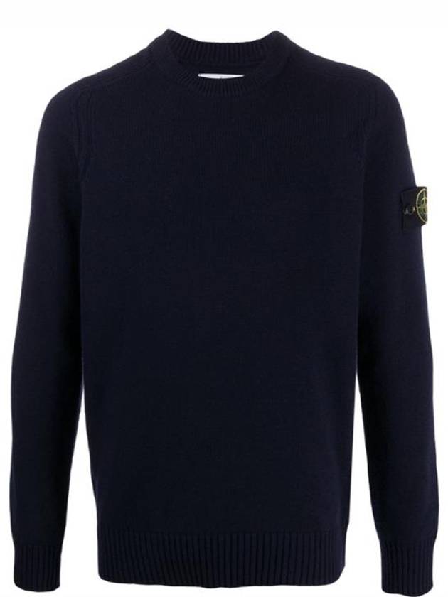 Waffen Patch Round Neck Knit Top Dark Navy - STONE ISLAND - BALAAN 2