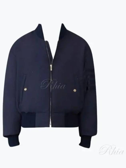 4 Bar Oversized Down Bomber Jacket Navy - THOM BROWNE - BALAAN 2