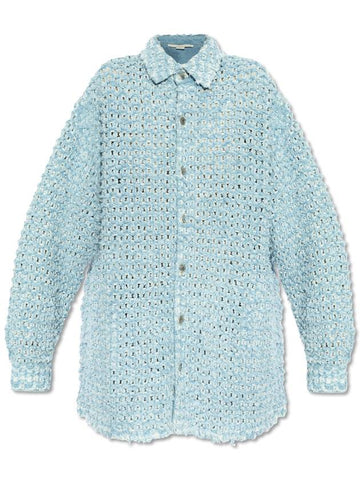 Stella McCartney Lace Oversize Shirt, Women's, Blue - STELLA MCCARTNEY - BALAAN 1