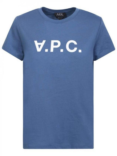 VPC Logo Organic Cotton Short Sleeve T-Shirt Blue - A.P.C. - BALAAN 1