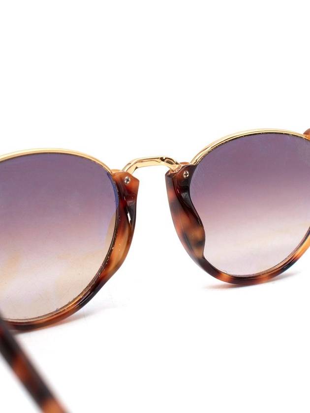 Dark Havana Gold Tone Metal Round Lens Sunglasses - LINDA FARROW - BALAAN 9