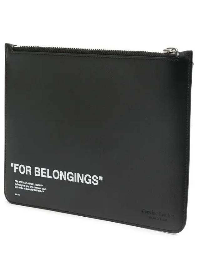 For Belongings Logo Print Clutch Bag Black - OFF WHITE - BALAAN 3