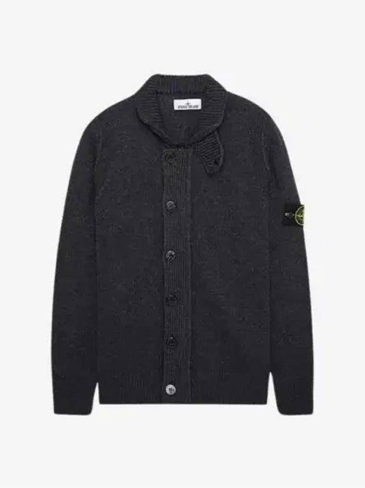 Lambswool Knit Cardigan Steel Grey - STONE ISLAND - BALAAN 2