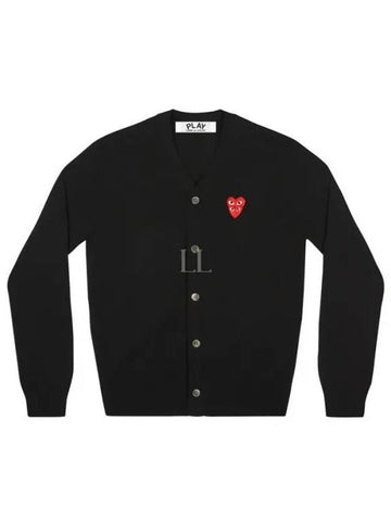 AZ N076 051 1 P1N076 Double Heart Wappen Wool Cardigan - COMME DES GARCONS - BALAAN 1