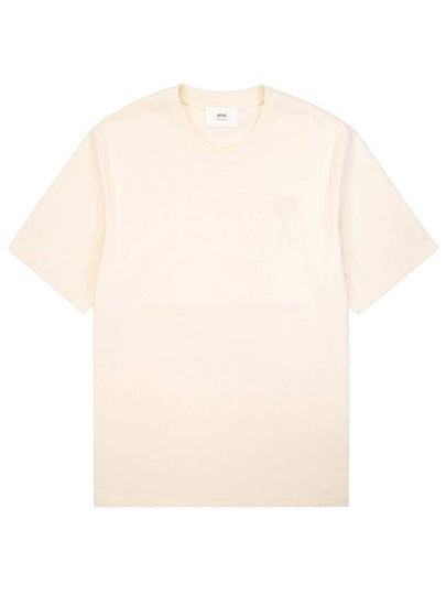 Big Heart Logo Oversized Short Sleeve T-Shirt Ivory - AMI - BALAAN 2