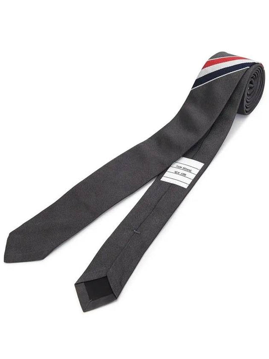 Men's Grosgrain Stripe Tie Dark Grey - THOM BROWNE - BALAAN 2