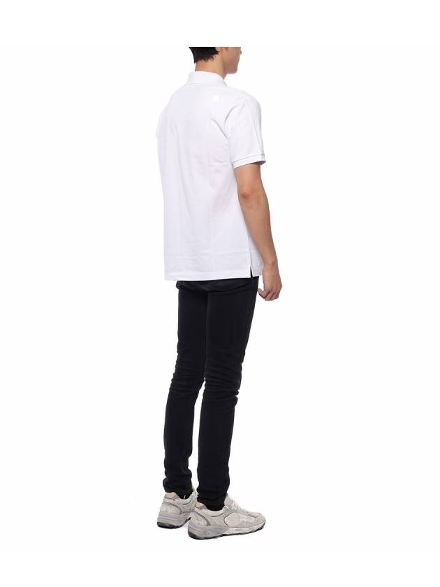 Cotton Qiqué Logo Patch Polo Shirt White - STONE ISLAND - BALAAN 7