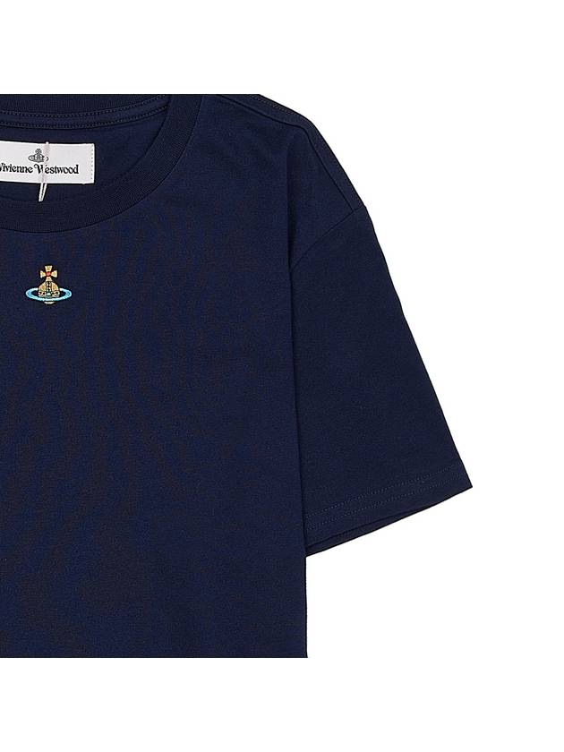 Embroided ORB Peru Short Sleeve T-Shirt Navy - VIVIENNE WESTWOOD - BALAAN 5